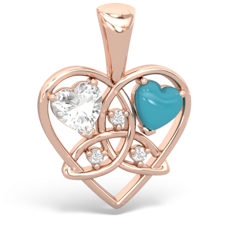 white topaz-turquoise celtic heart pendant