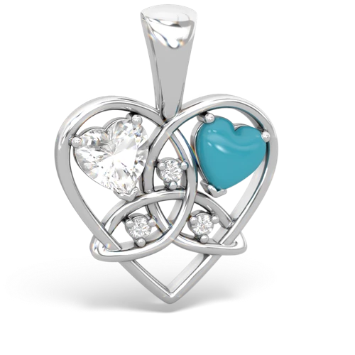 white topaz-turquoise celtic heart pendant