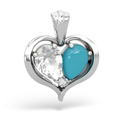 white topaz-turquoise half heart whole pendant