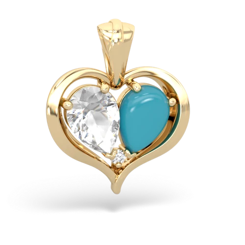 white topaz-turquoise half heart whole pendant