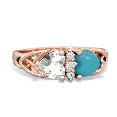 white topaz-turquoise celtic ring