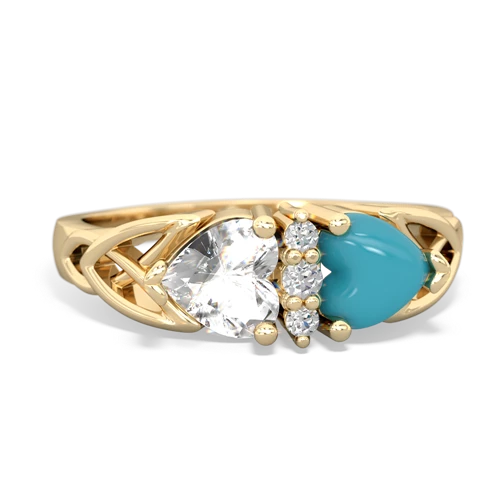 white topaz-turquoise celtic ring