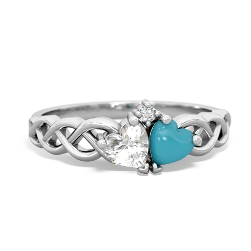 white topaz-turquoise celtic braid ring