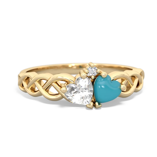 white topaz-turquoise celtic braid ring