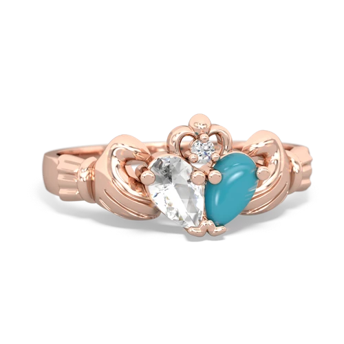 white topaz-turquoise claddagh ring