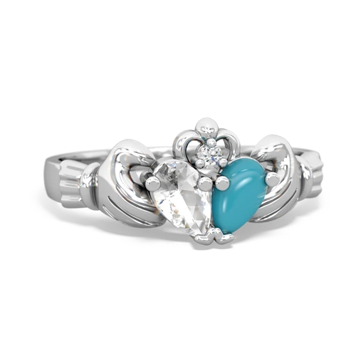 white topaz-turquoise claddagh ring