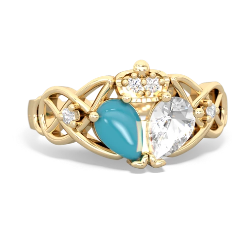 white topaz-turquoise claddagh ring
