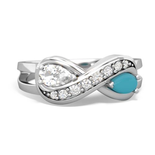white topaz-turquoise diamond infinity ring