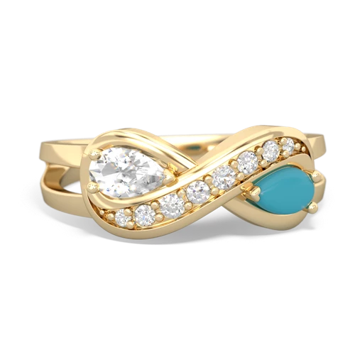 white topaz-turquoise diamond infinity ring