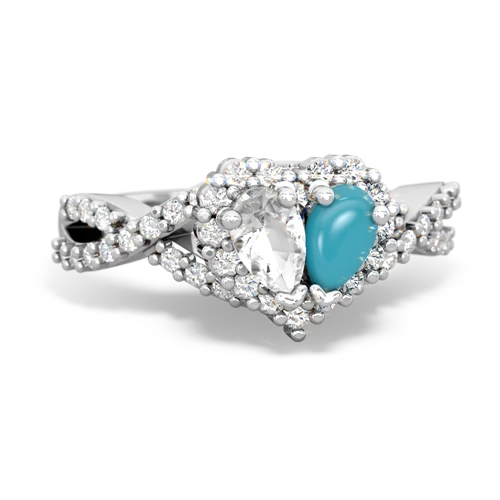 white topaz-turquoise engagement ring