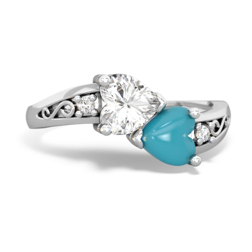 white topaz-turquoise filligree ring