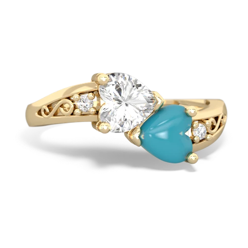 white topaz-turquoise filligree ring