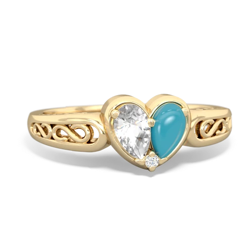 white topaz-turquoise filligree ring