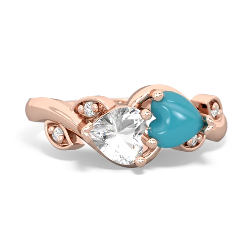 white topaz-turquoise floral keepsake ring