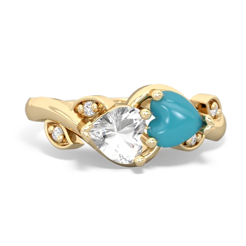 white topaz-turquoise floral keepsake ring