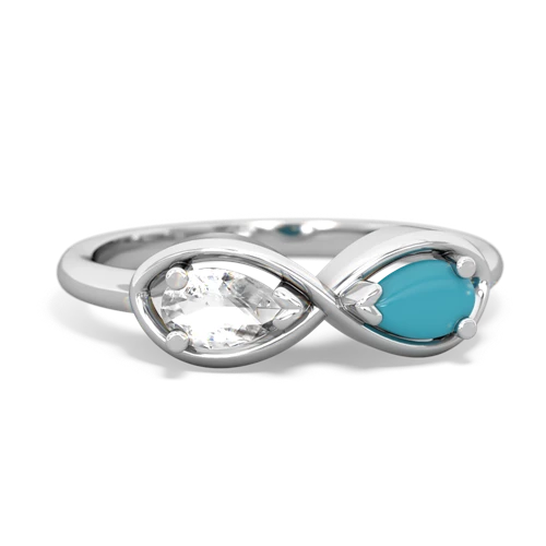 white topaz-turquoise infinity ring