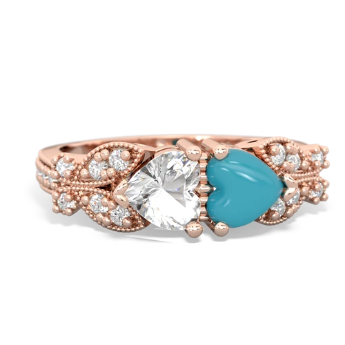 white topaz-turquoise keepsake butterfly ring