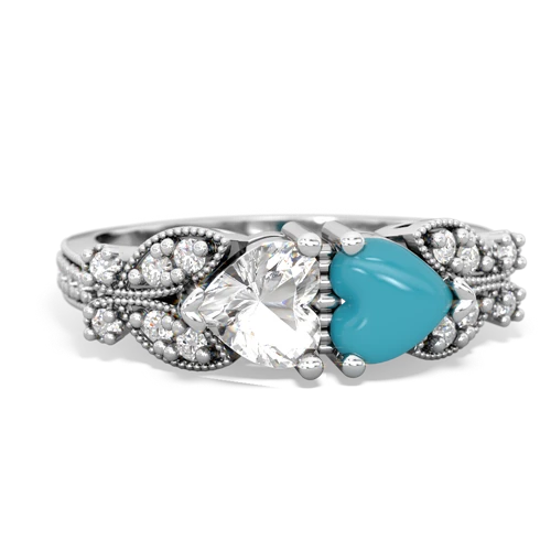 white topaz-turquoise keepsake butterfly ring