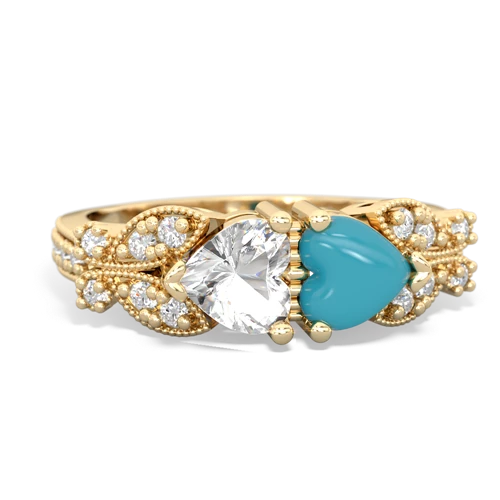 white topaz-turquoise keepsake butterfly ring