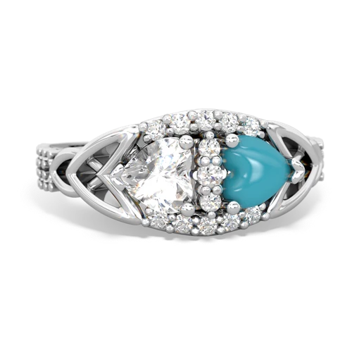 white topaz-turquoise keepsake engagement ring