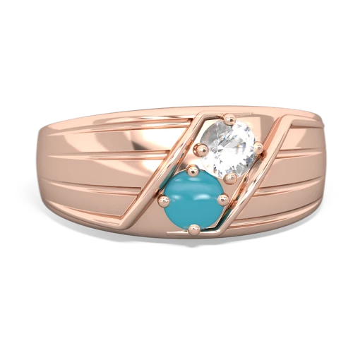 white topaz-turquoise mens ring