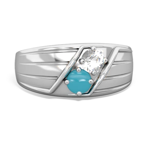 white topaz-turquoise mens ring