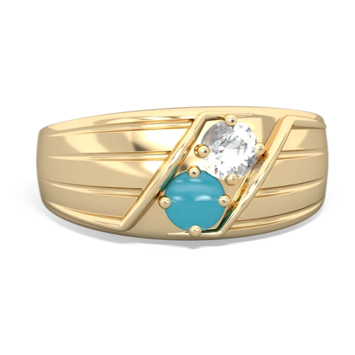 white topaz-turquoise mens ring