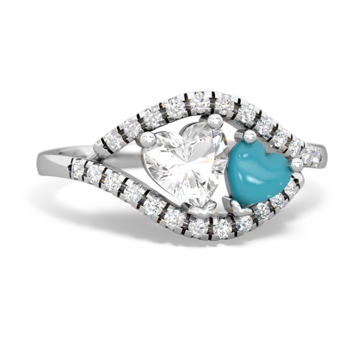 white topaz-turquoise mother child ring