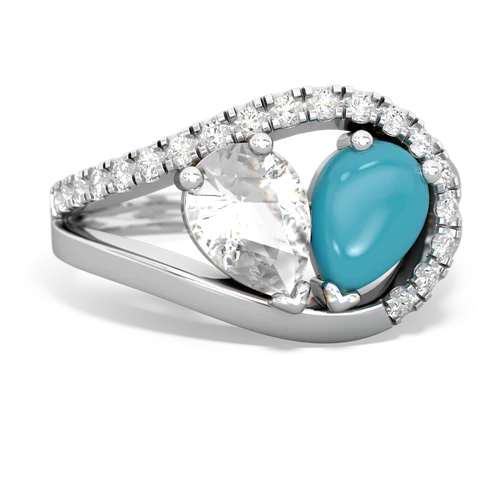 white topaz-turquoise pave heart ring