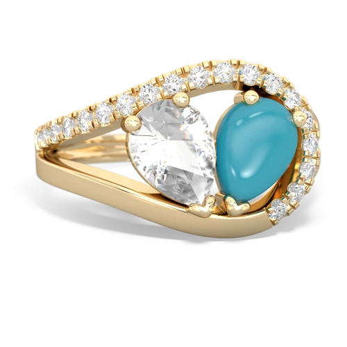 white topaz-turquoise pave heart ring