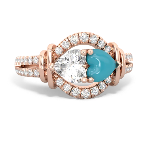 white topaz-turquoise pave keepsake ring