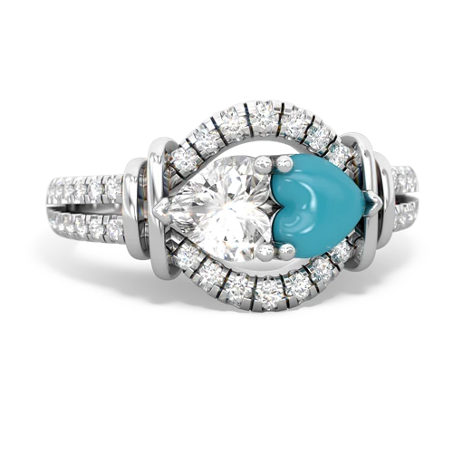 white topaz-turquoise pave keepsake ring