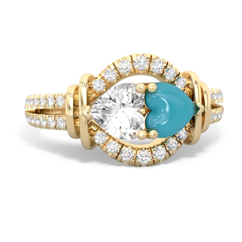 white topaz-turquoise pave keepsake ring