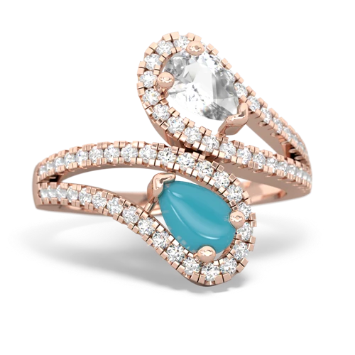 white topaz-turquoise pave swirls ring