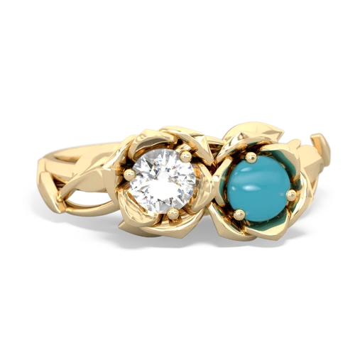 white topaz-turquoise roses ring