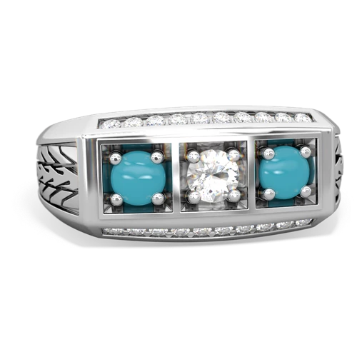 white topaz-turquoise three stone ring