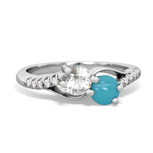white topaz-turquoise two stone infinity ring