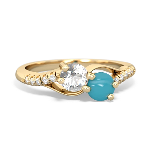 white topaz-turquoise two stone infinity ring