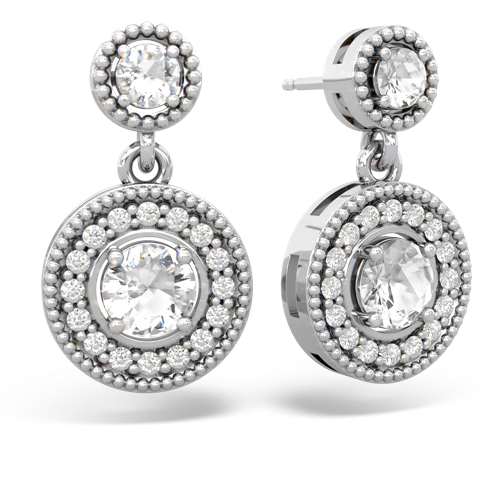 white topaz-white topaz halo earrings