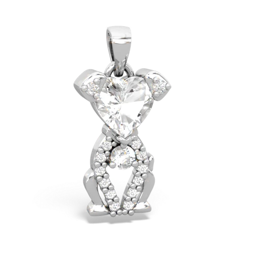 white topaz-white topaz birthstone puppy pendant