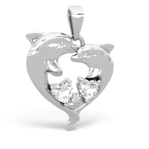 white topaz-white topaz dolphins pendant