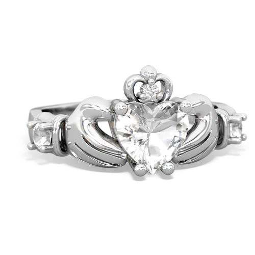 white topaz-white topaz claddagh ring