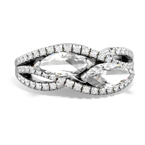 white topaz-white topaz double heart ring