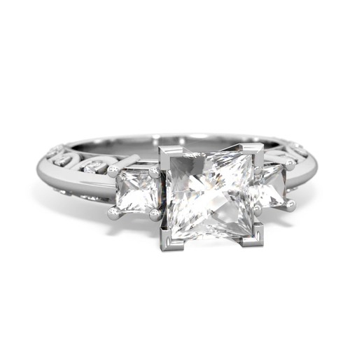 smoky quartz-white topaz engagement ring
