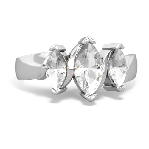 White Topaz Genuine White Topaz with Genuine White Topaz and Lab Created Pink Sapphire Three Peeks ring Ring