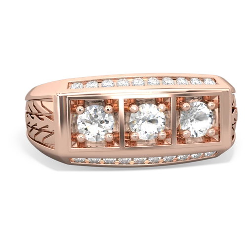 pink sapphire-aquamarine three stone ring