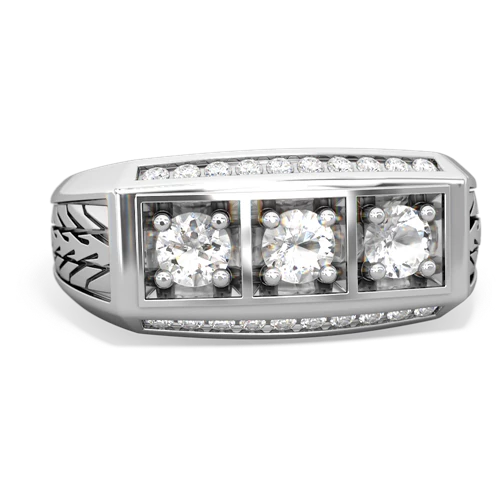 white topaz-white topaz three stone ring