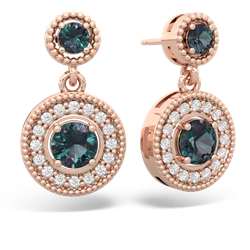 Alexandrite Halo Dangle 14K Rose Gold earrings E5319