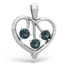 Emerald Glowing Heart 14K White Gold pendant P2233