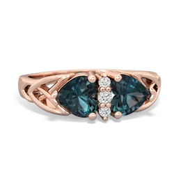 Alexandrite Celtic Knot Double Heart 14K Rose Gold ring R5040